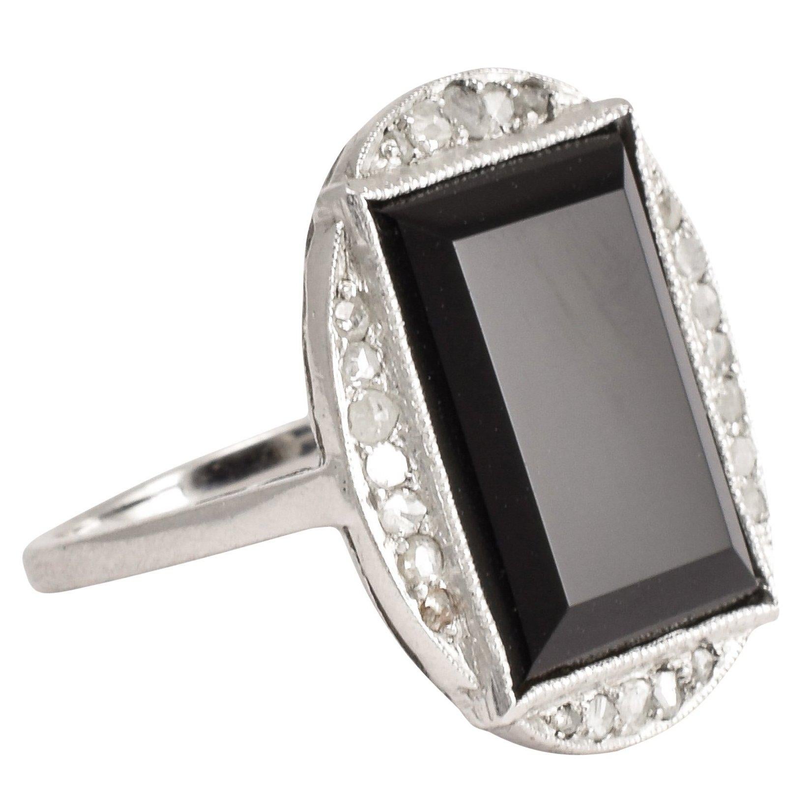 Art Deco Onyx Diamond Cocktail Ring