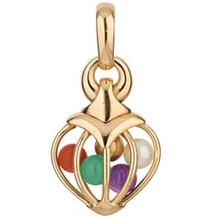 Bulgari Multi Gemstone 18 Karat Yellow Gold Heart Pendant, circa 1970