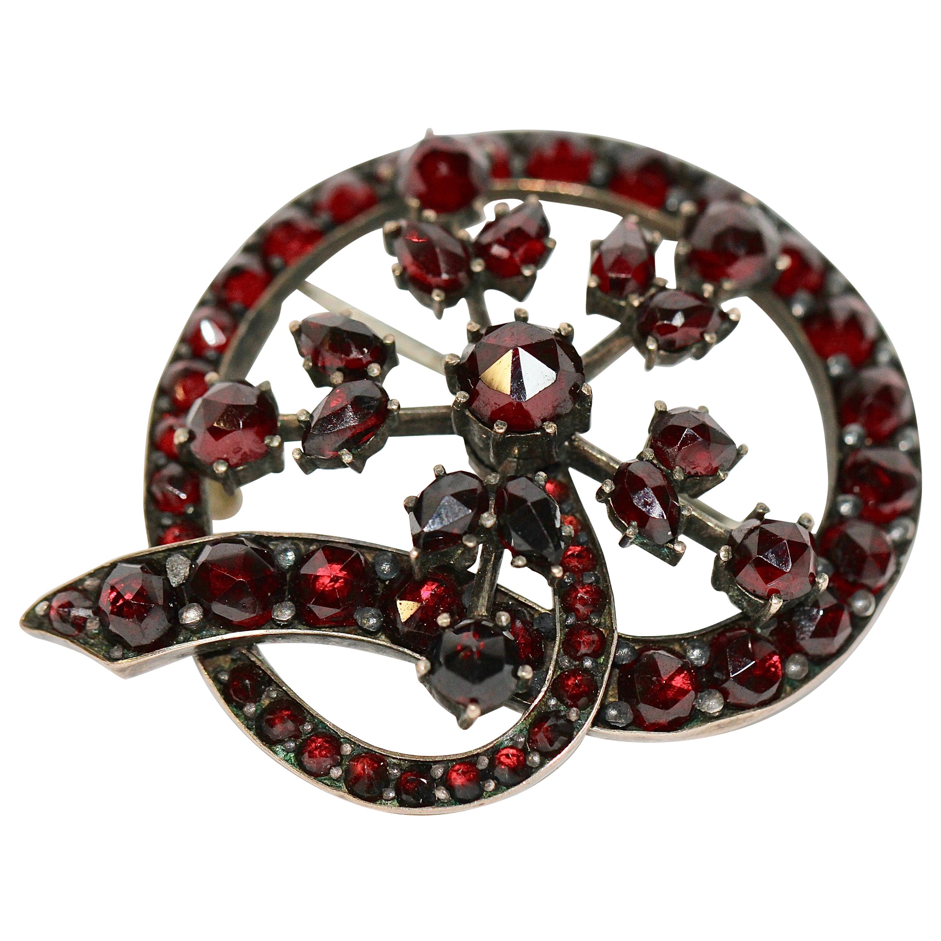 Antique, Bohemian Garnet Brooch