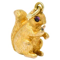 Victorian 18 Karat Gold Ruby Squirrel Charm