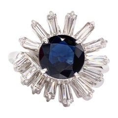 Platinum Blue Sapphire and Diamond Cocktail Ring