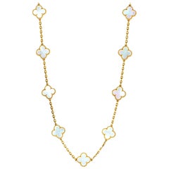 Van Cleef & Arpels Alhambra Mother of Pearl Yellow Gold 20-Motif Necklace