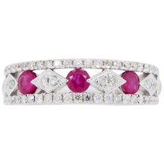 Filigree Diamond and Ruby Band