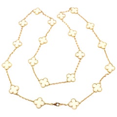 Van Cleef & Arpels White Coral Gold 20 Motif Vintage Alhambra Necklace