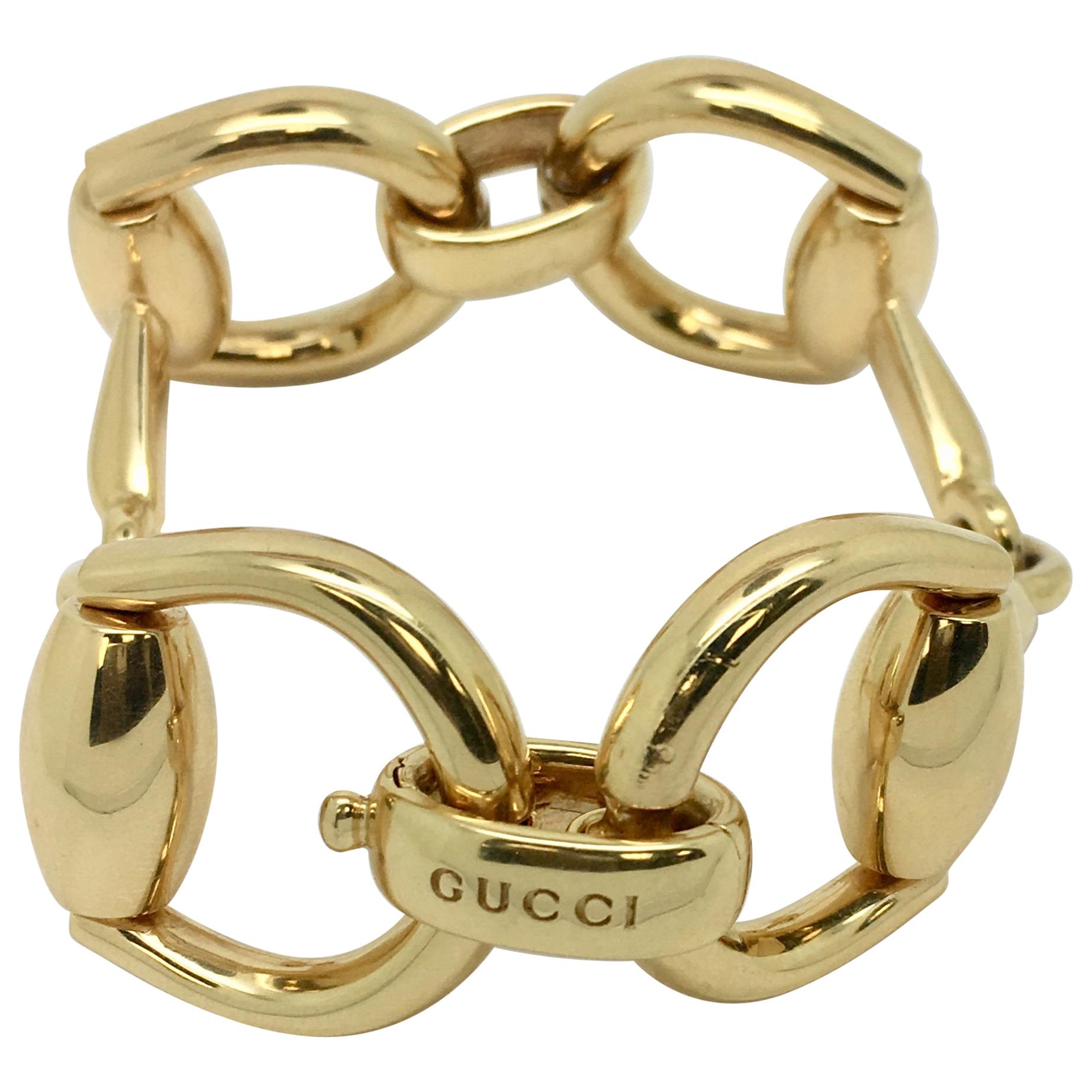 Gucci Horsebit 18 Karat Yellow Gold Bracelet For Sale