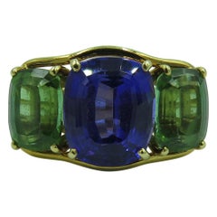 Verdura Tanzanite and Tourmaline Three-Stone Ring