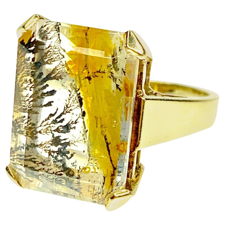 GEMOLITHOS Dendrite Quartz Ring 14 Karat Gold For Sale at 1stDibs | dendritic  quartz ring