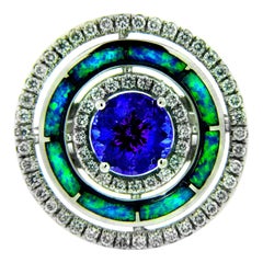 2.40 Carat Tanzanite and Opal 18 Karat Gold Ring