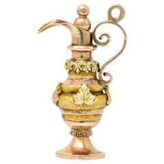 Antique Victorian 18 Karat Tri-Color Gold Ewer Charm