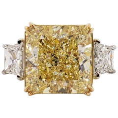 Scarselli 11 Carat Fancy Yellow Radiant Diamond Ring in Platinum 'GIA'