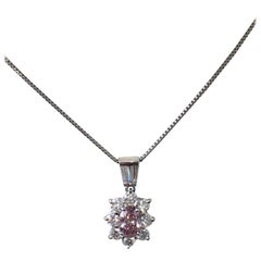 GIA Fancy Intense Pink Oval Diamond Pendant Necklace in Platinum
