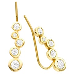 Single White Diamond 0.23 Carat 14 Karat Yellow Gold Earring Climber