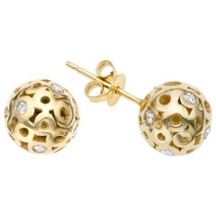 White Diamond 0.42 Carat Sphere Stud Earring