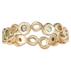 14 Karat Yellow Gold Ring Band with Multi-Color Sapphires