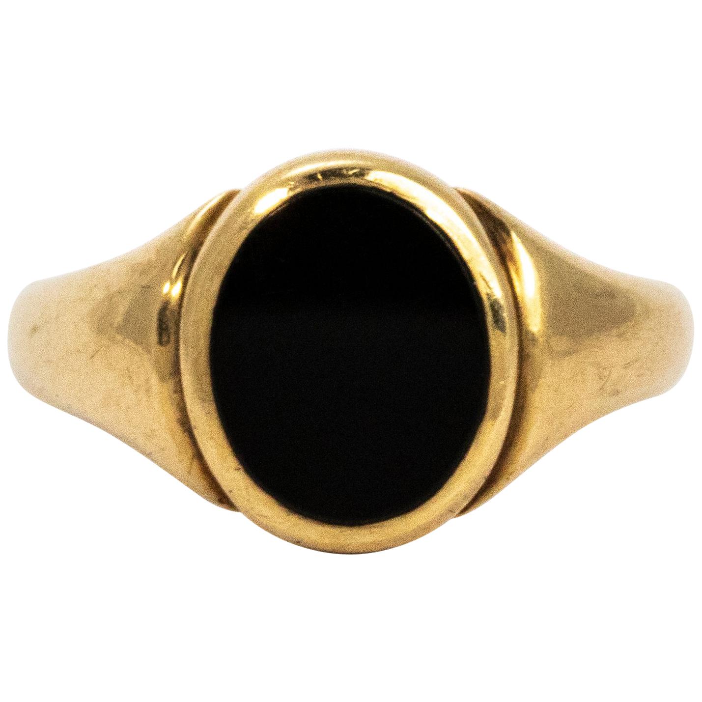 Edwardian Onyx and Gold Signet Ring