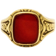 Late Victorian Carnelian and Gold Signet Ring