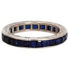 Antique Art Deco Sapphire and Platinum Eternity Ring