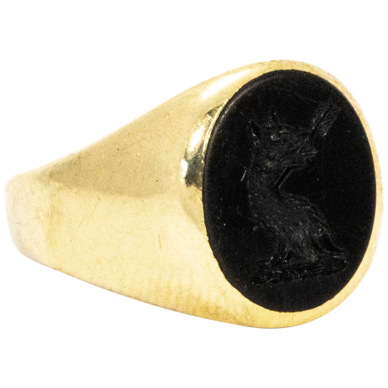 18 Carat Gold Onyx Ring