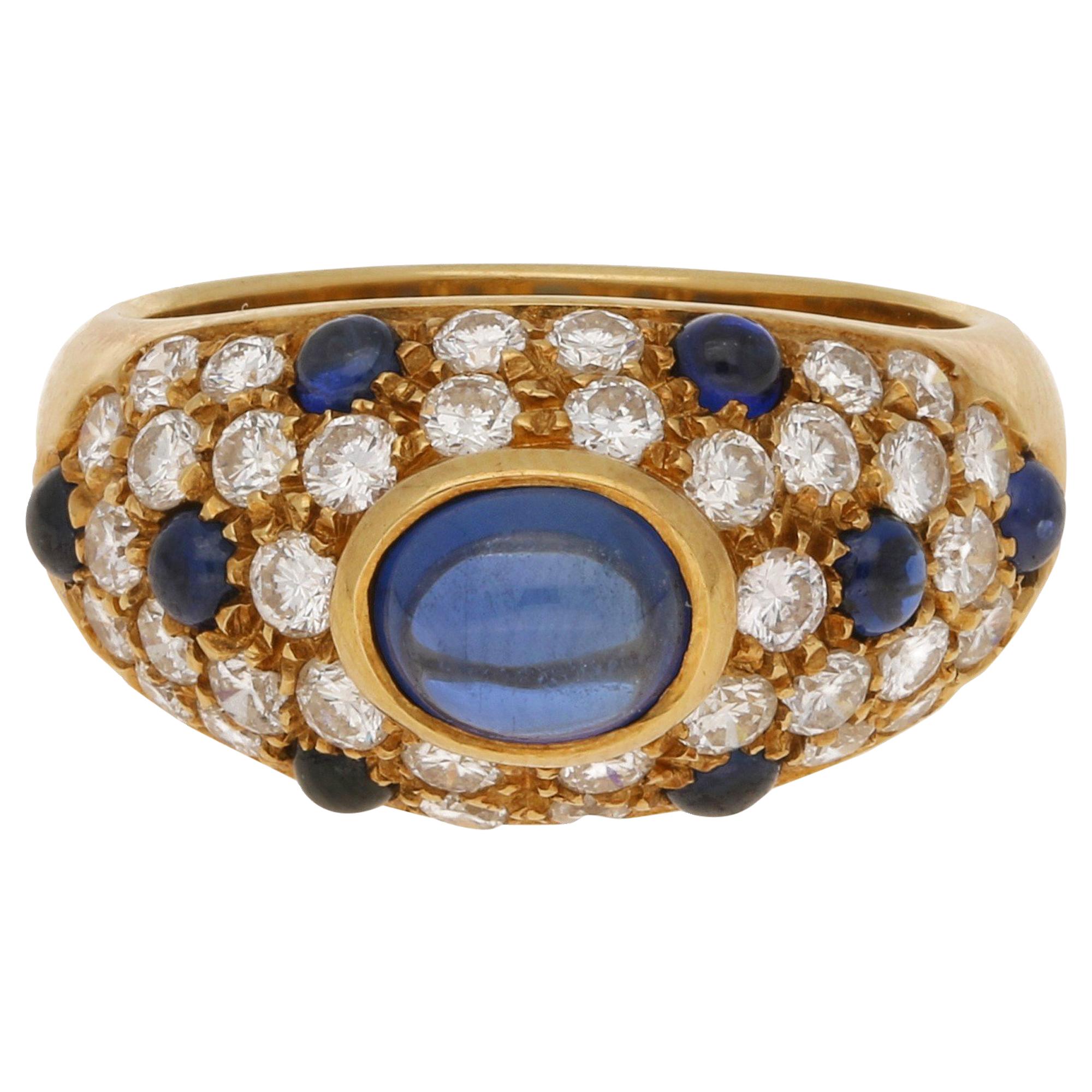 Diamond and Cabochon Sapphire Vintage 1990s Cartier Ring