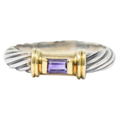 David Yurman Amethyst 14 Karat Gold Sterling Silver Metro Ring