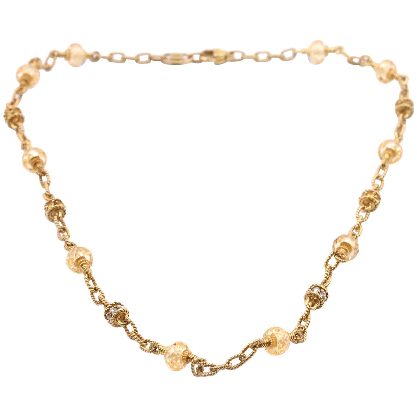 Judith Ripka Halskette aus 18 Karat Gelbgold mit Kanarienkristall und gelbem Saphir im Angebot