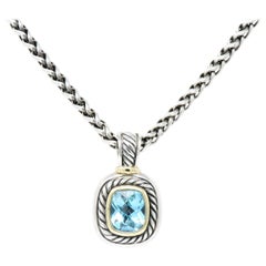 David Yurman Blue Topaz Large Albion Pendant Necklace with Chain