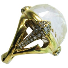 Stephan Webster 18 Karat White Gold Mother of Pearl and Quartz Diamond Ring