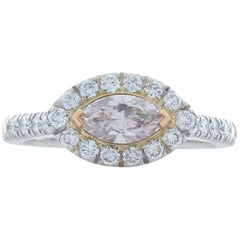 GIA Certified 0.50 Carat Marquise Fancy Light Pink Diamond Cocktail Ring in Plat