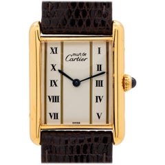 Retro Cartier Tank Louis Men’s Vermeil Quartz Watch circa 1990s