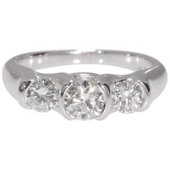 .50 Center 1.21 Carat Natural Diamond Engagement Ring in White Gold 14 Karat