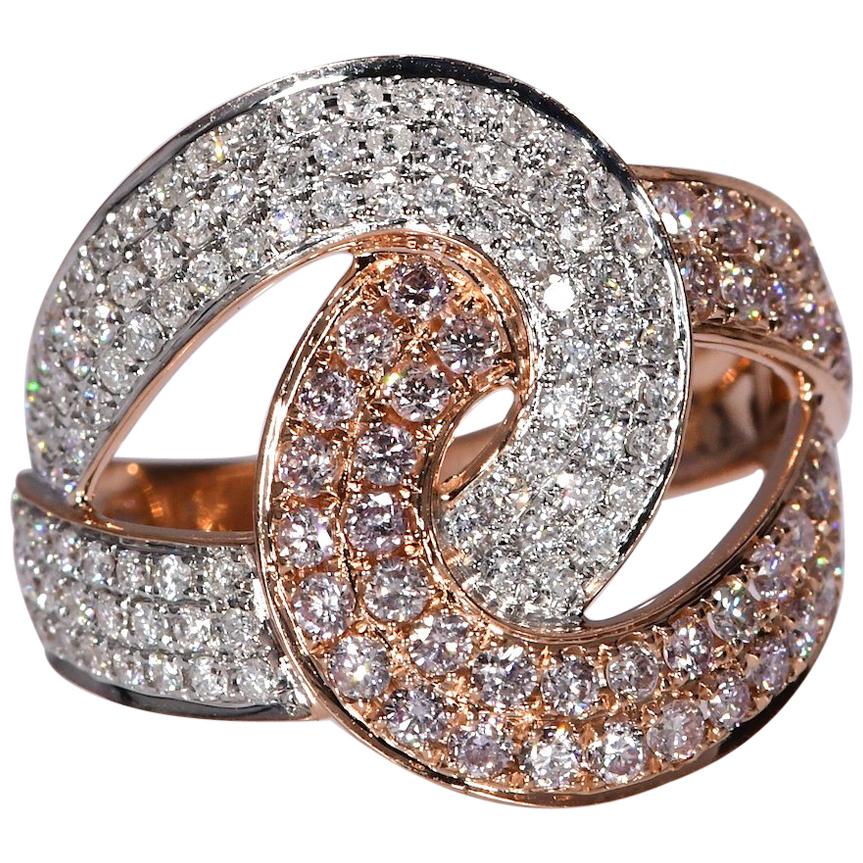 1.12 Carat Natural Diamond 14 Karat Rose and White Gold Infinity Look Ring