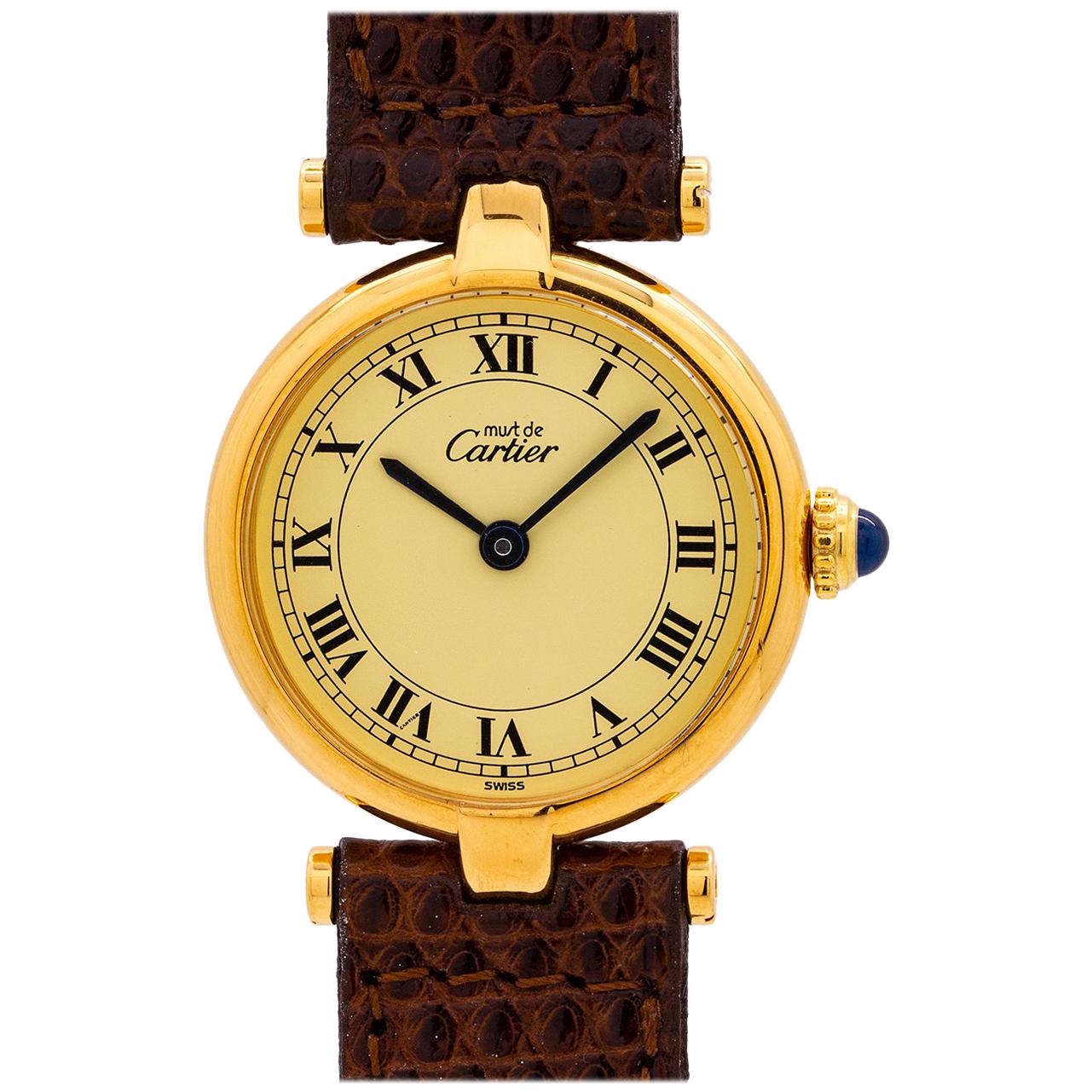 Cartier Women’s Vendome Tank Vermeil Watch, circa 1990s For Sale