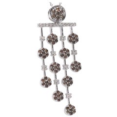 2.14 TCW Natural Diamond White & Champagne Dangle Pendant in 18K White Gold