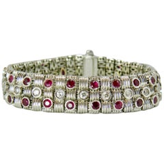 Roberto Coin Appassionata Ruby Diamond Bracelet 18 Karat White Gold