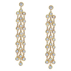 2.27 Carat Total Bezel Set Diamond Chandelier Earrings in 14 Karat Rose Gold