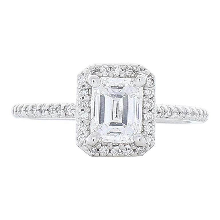 GIA Certified 1.04 Carat Emerald Cut Diamond Cocktail Ring in Platinum