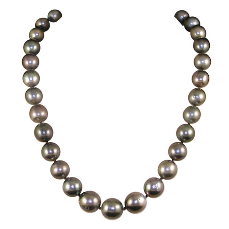 Black Green Grey Natural Tahiti Pearl Cocktail Dress Necklace For Sale