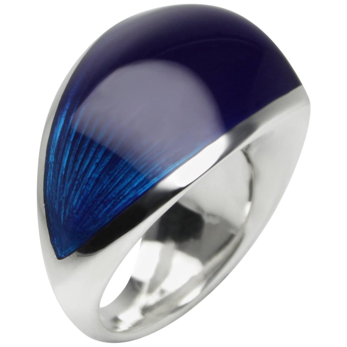 William Cheshire Translucent Blue, Silver Libertine Ring For Sale