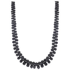 85 Carat Total Briolette Black Diamond Necklace in 14 Karat White Gold