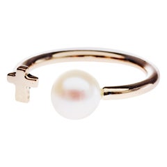 Anello in oro con perle bianche Anello da cocktail regolabile J DAUPHIN