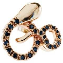J Dauphin Boucles d'oreilles serpent en or avec diamants noirs et émeraudes