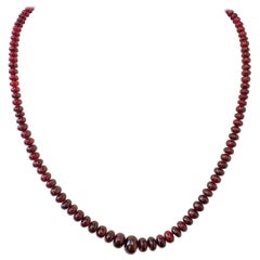 Red Spinel Beads with White Diamond Net Style Clasp in 18 Karat Yellow Gold