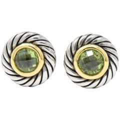 David Yurman Peridot 18 Karat Gold Sterling Silver Cookie Earrings