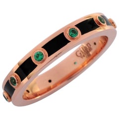 Emerald 18 Karat Rose Gold Enamel Plated Hafsa Ring