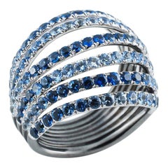 18 Karat White Gold Blue Sapphires Ring Aenea