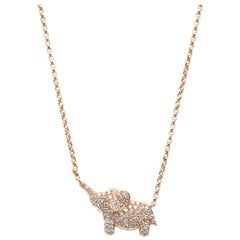 Pia Hallstrom Diamond Set 18 Karat Rose-Gold Elephant 'Strength' Necklace