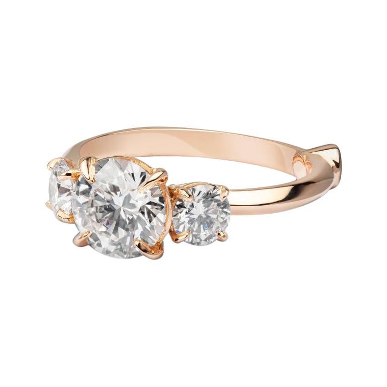 GCAL Certified 18 Karat Rose Gold and 2.18 Carat Diamond Venus Ring by Alessa For Sale
