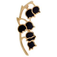 Tiffany & Co. Onyx Yellow Gold Lily of the Valley Brooch