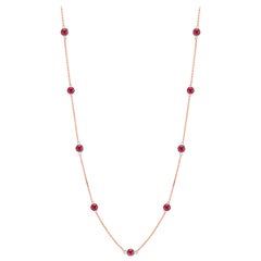 Rose Gold Ruby Bezel Set Pendant Necklace Weighing Two Carat