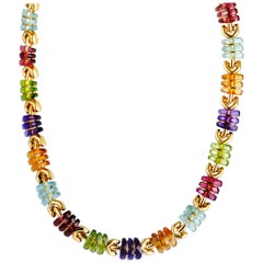 Bulgari Multi Gemstone 18K Yellow Gold Collar Necklace